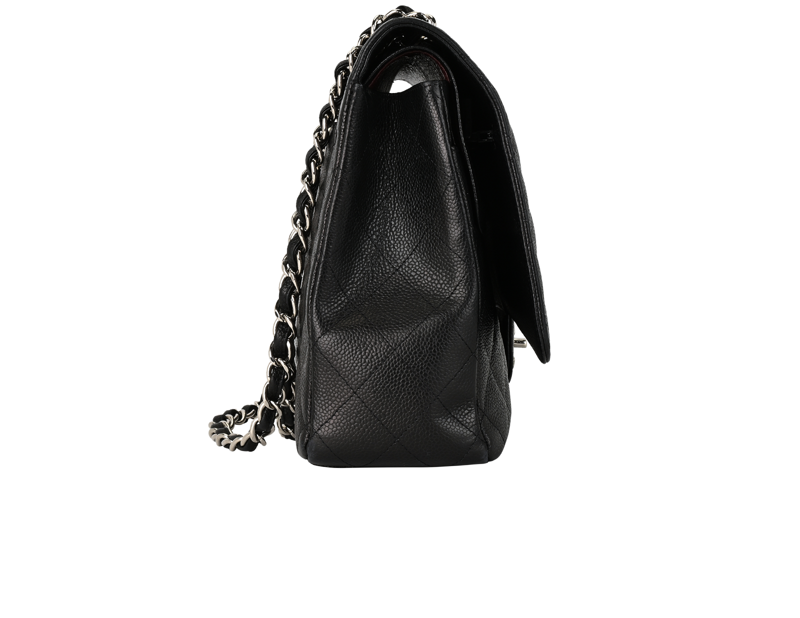 Maxi Double Flap, &pound;4,100, Handbags, Black, Caviar Leather, Side view